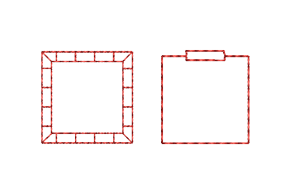 2 Square Frame Redwork Outline Borders