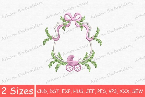 Charming Baby Stroller Monogram Floral Bow Frame