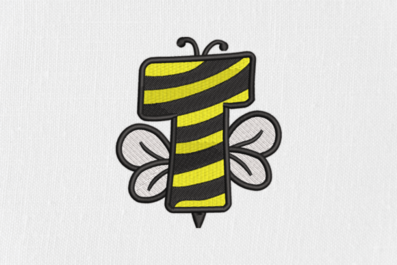 Charming Letter T Bee Monograms Embroidery