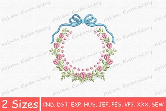 Elegant Floral Wreath with Bow Monogram Frame