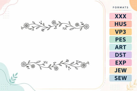 Elegant Minimal Floral Divider for Embroidery