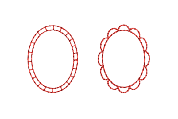 Elegant Oval Frame Redwork for Personalized Gifts