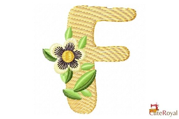 Floral Letter F – Monogram: A Delicate Embroidery Design