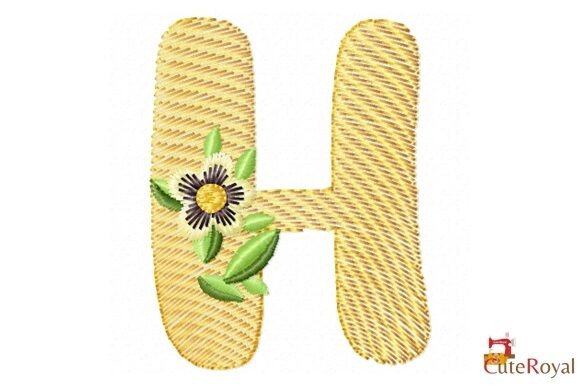 Floral Letter H – Monogram: A Delicate Embroidery Design