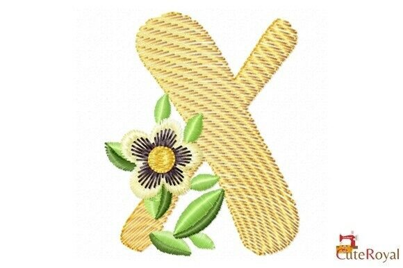 Floral Letter X – Monogram: A Delicate Embroidery Design