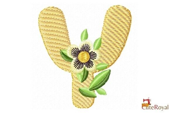 Floral Letter Y – Monogram: A Delicate Embroidery Design