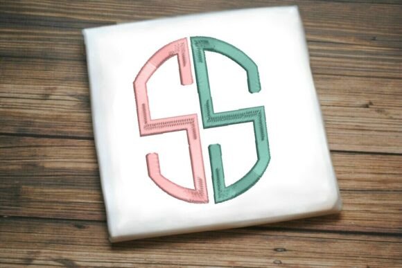 Geometric Split Letter Monogram S: A Modern Embroidery Gem