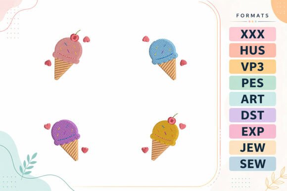 Ice Cream Summer Frame: A Sweet Embroidery Delight