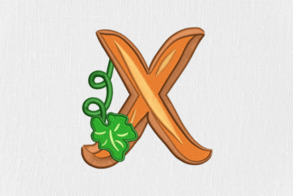 Letter X Autumn Monograms: A Vibrant Embroidery Design