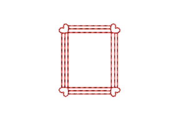Love Rectangle Frame Outline Redwork