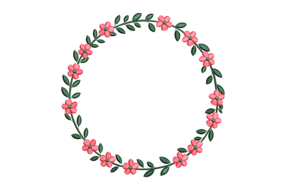 Pink Flower Circle: A Delicate Embroidery Design