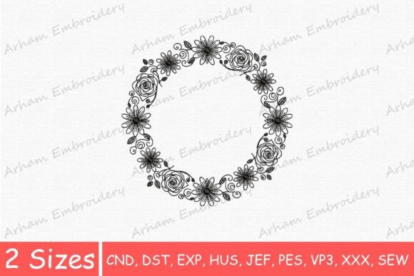 Rose Flower Circle Wreath: A Delicate Embroidery Gem